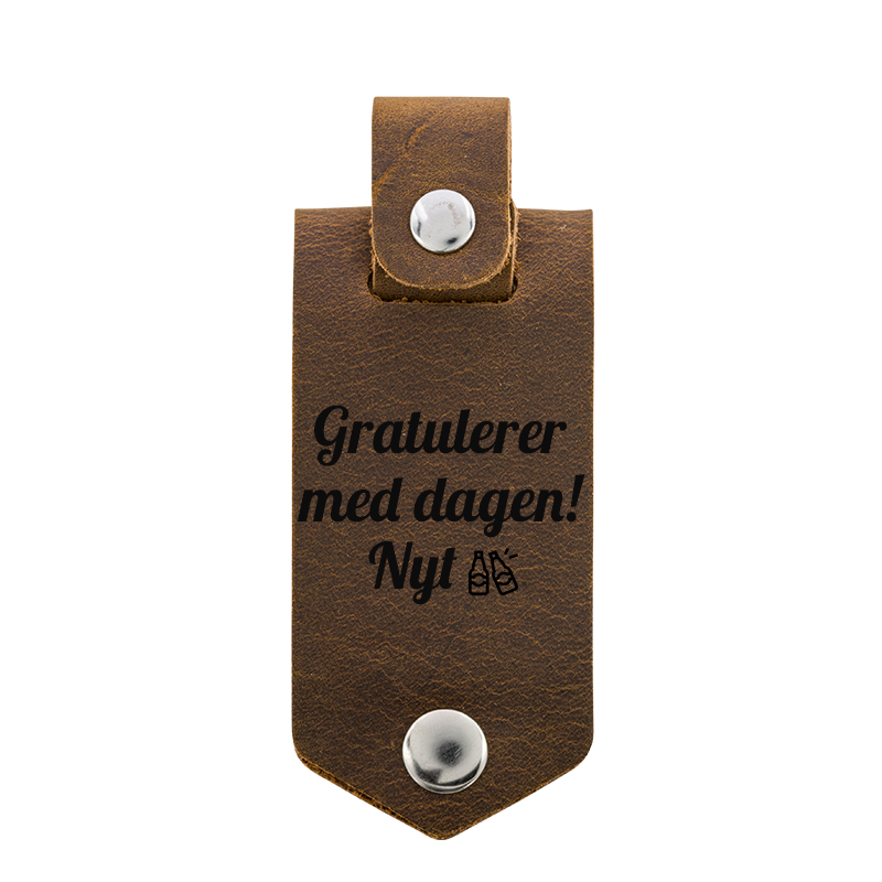 Personlig Nøkkelring med Fotoholder i ekte Skinn