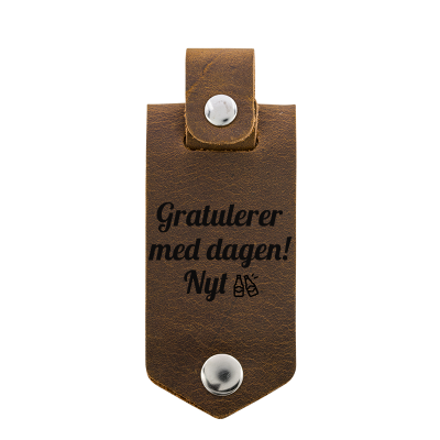 Personlig Nøkkelring med Fotoholder i ekte Skinn