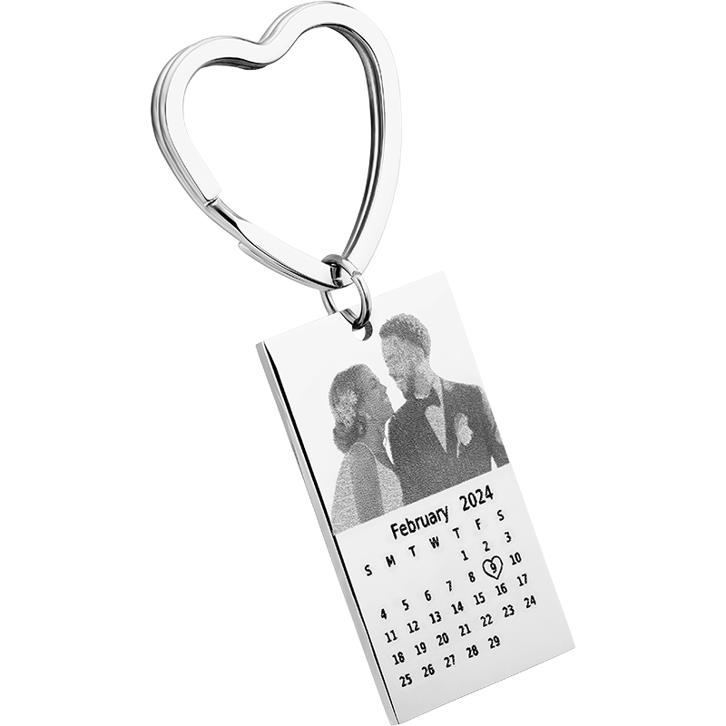 Nøkkelring med Gravert Foto og Kalender