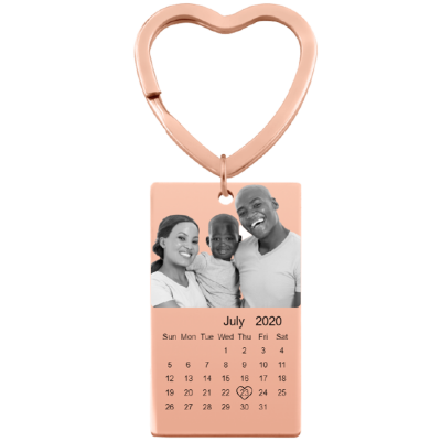 Nøkkelring med Gravert Foto og Kalender