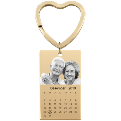 Nøkkelring med Gravert Foto og Kalender
