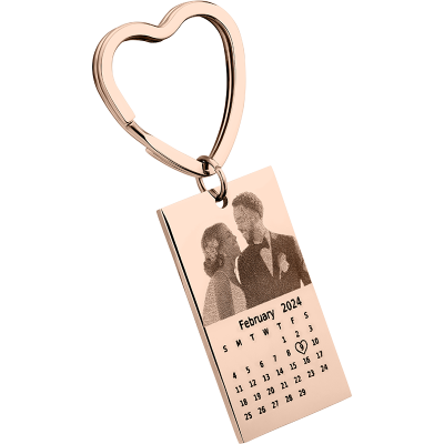 Nøkkelring med Gravert Foto og Kalender