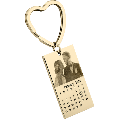Nøkkelring med Gravert Foto og Kalender