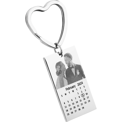 Nøkkelring med Gravert Foto og Kalender