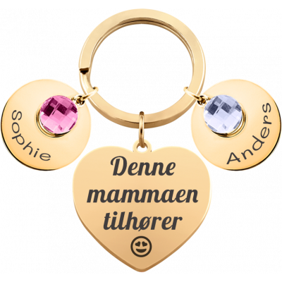 Personlig Nøkkelring med Gravert Hjerte og to... Personlig Nøkkelring med Gravert Hjerte og to...