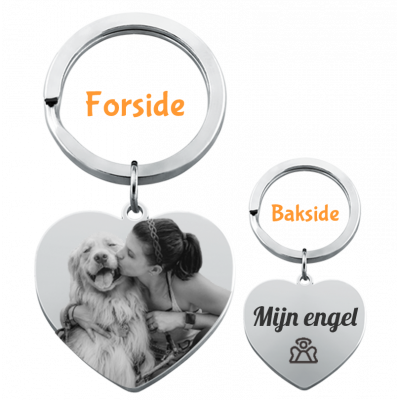 Personlig Nøkkelring med Hjertebilde av Hund...