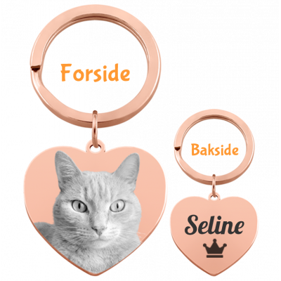 Personlig Nøkkelring med Hjertebilde av Hund...