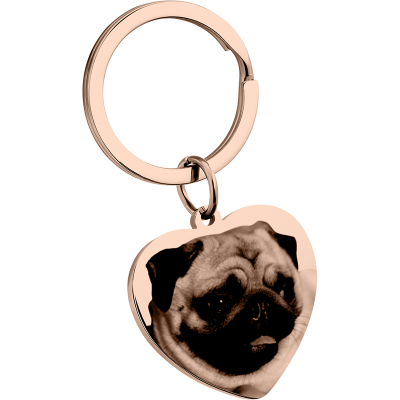 Personlig Nøkkelring med Hjertebilde av Hund...