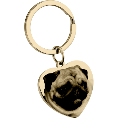 Personlig Nøkkelring med Hjertebilde av Hund...