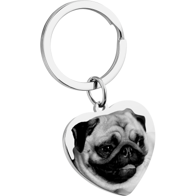 Personlig Nøkkelring med Hjertebilde av Hund...