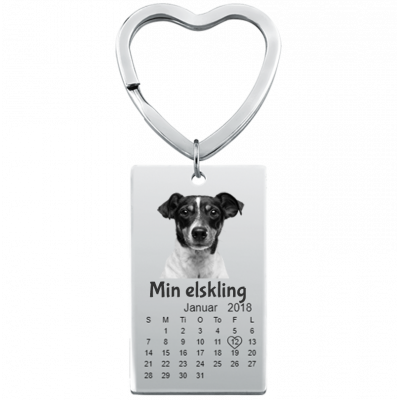 Nøkkelring med Gravert Foto av Hund eller Katt,...