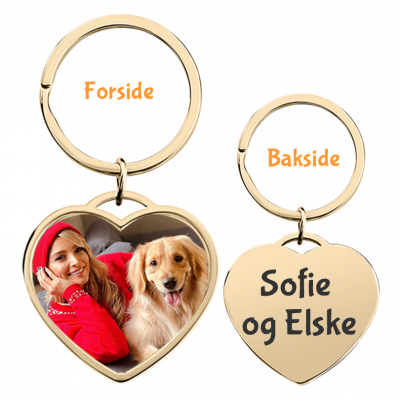 Personlig Luksusnøkkelring  med Hjerte og Bilde...