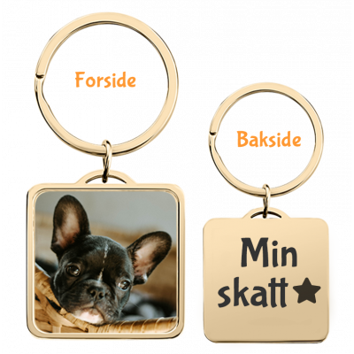 Personlig Luksusnøkkelring Kvadrat og Bilde av...